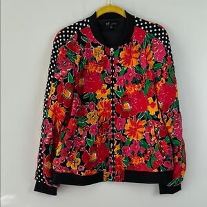 Zara |Multicolor Floral Bomber Jacket sz Large